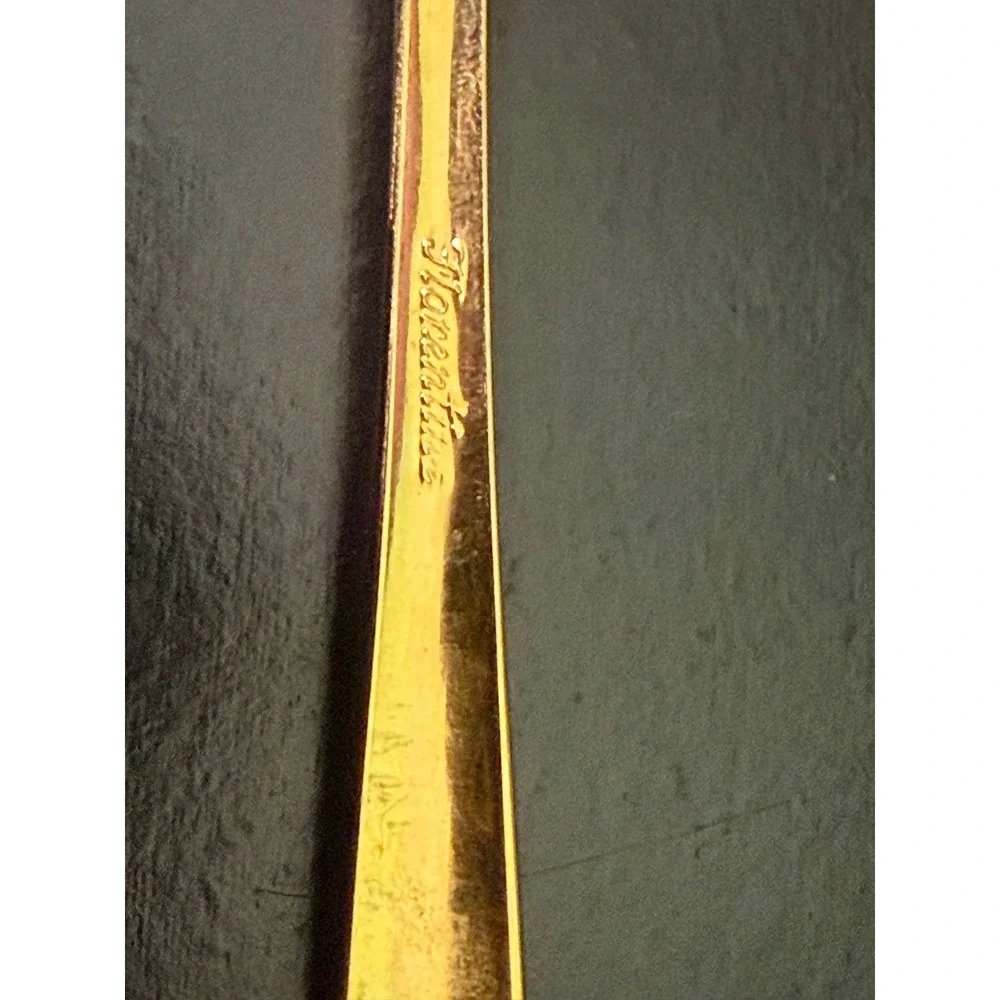 Vintage Florentine Gold Electroplated Spoons Set of 2 Textured Handle Flatware